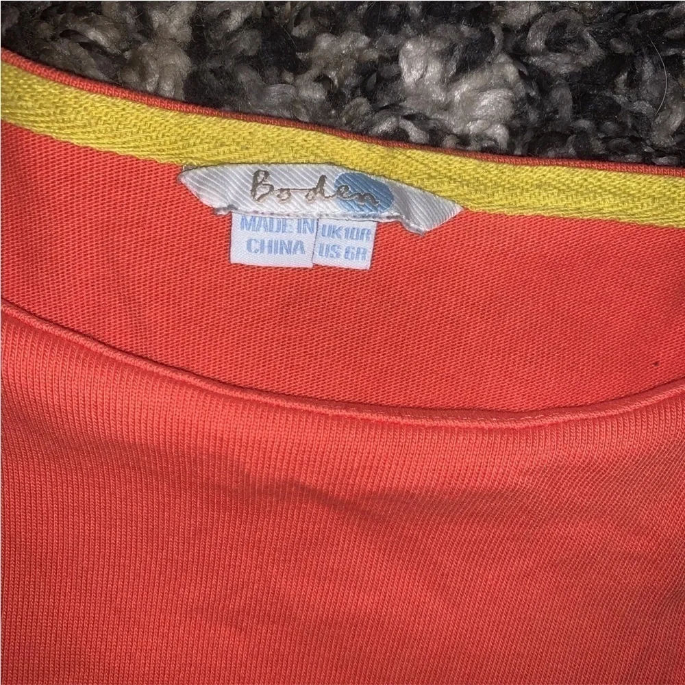 Boden Shift Dress Block Knit Long Sleeve Round Neckline Orange Blue Womens Sz 6 - Picture 4 of 5